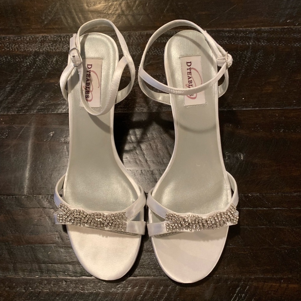 White satin bridal shoes